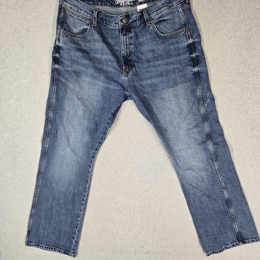 Wrangler Men Jeans 38X32 Blue Denim Retro Slim Boot 30" Inseam